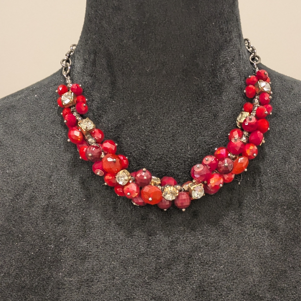 Lot Of 3.Radiant Red and Orange Double-Strand Purple  Silver Necklaces